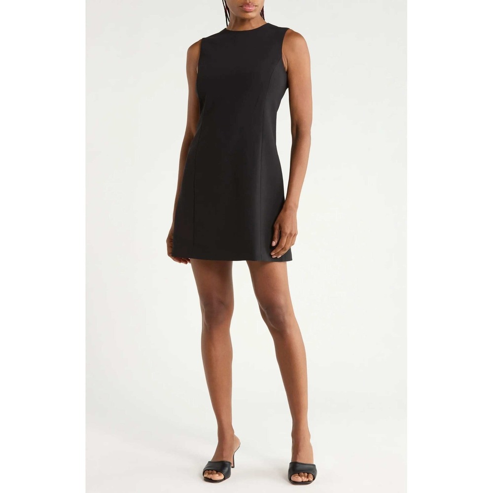 Theory Easy Flare Dress Black Admiral Crepe Sleeveless A-Line P0109603 Size 8 - Picture 5 of 16